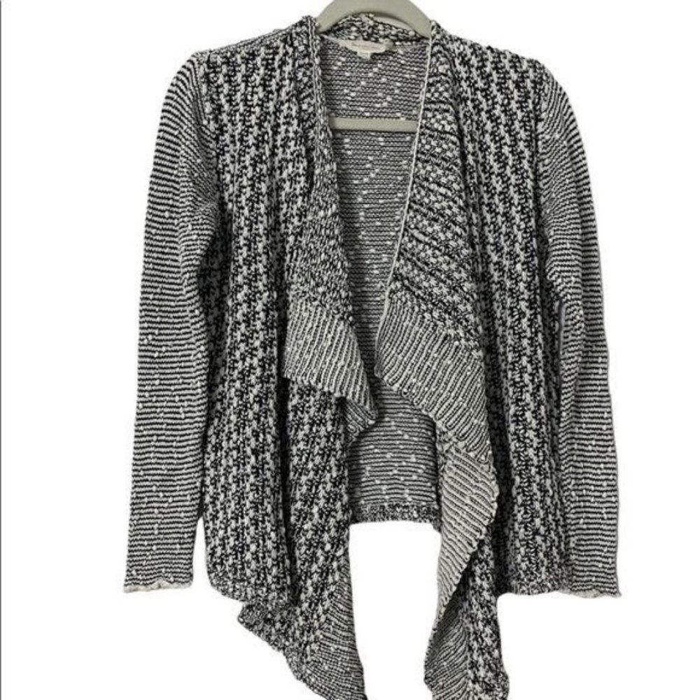 Vince Cameto Open Cardigan Small Black & Cream Color